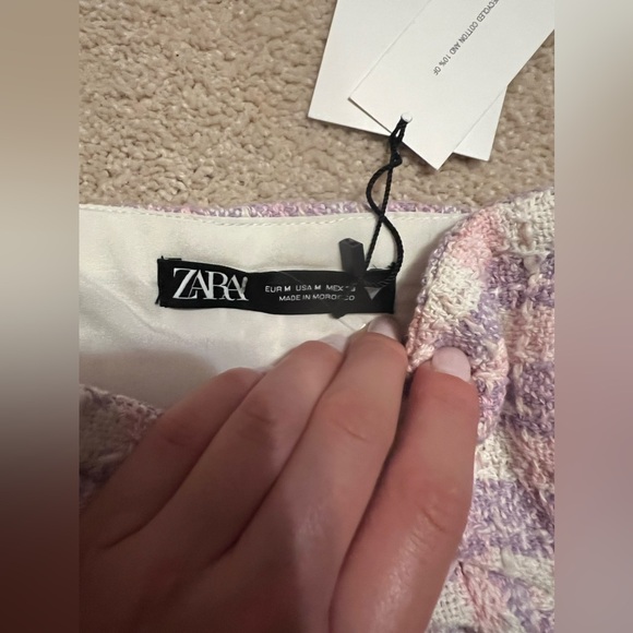 BRAND NEW Zara Purple pink tweed strapless corset crop top - Picture 4 of 4